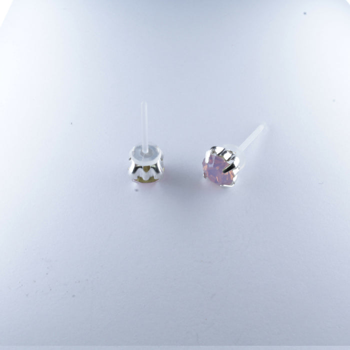 Opal Stone Earrings, individual or 6-pack, White, Pink or Green: Magnetic, clip-on or Hypoallergenic Stud