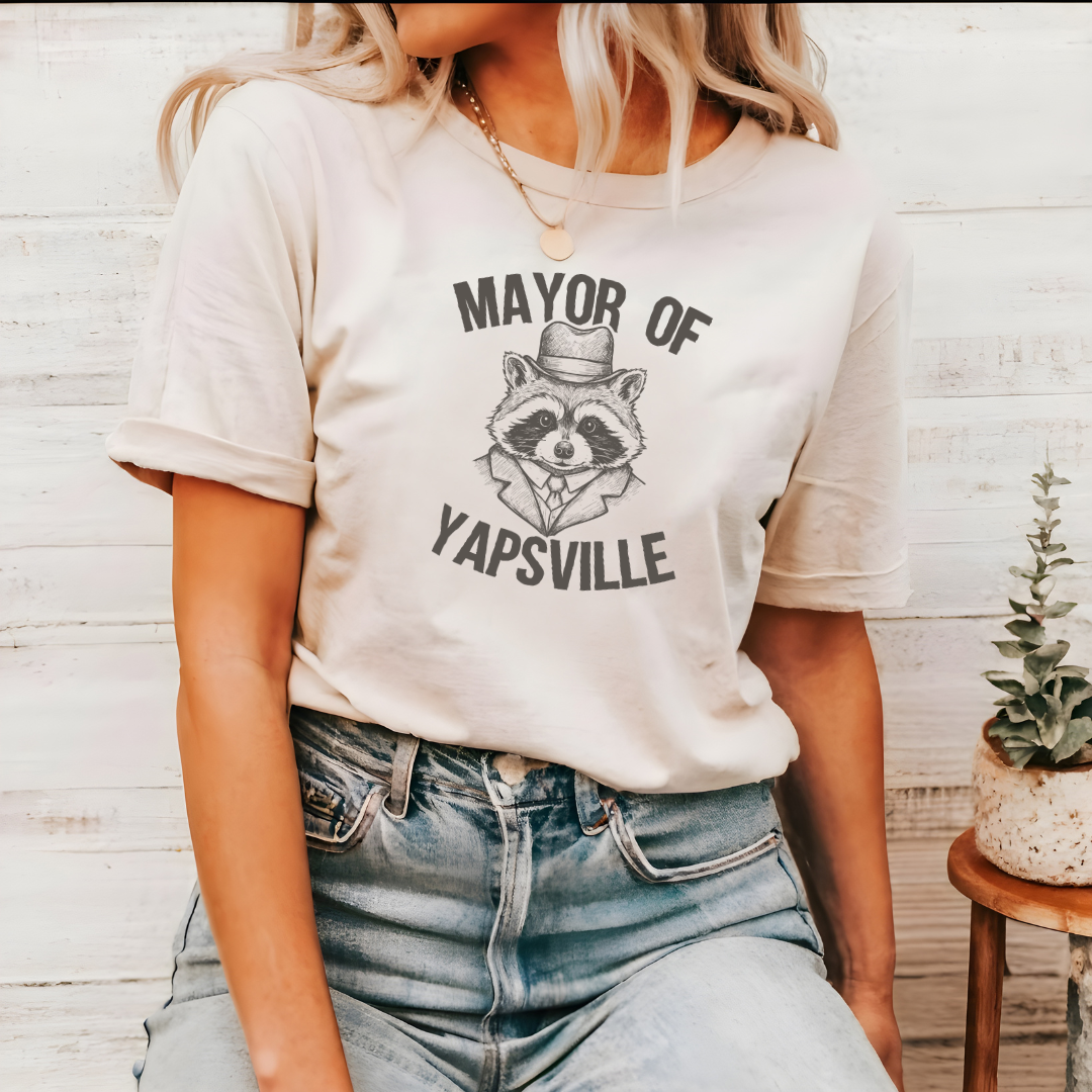 Mayor of Yapsville Grapic Tee Funny Raccoon Western T-Shirt
