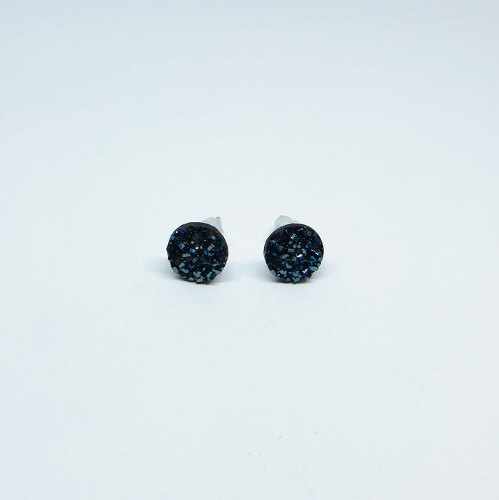 Druzy Resin Iridescent Earrings, 8mm & 11 colors, Magnetic, Clip-on or Hypoallergenic Stud