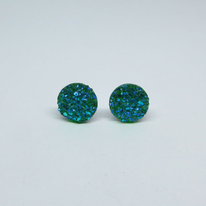 10mm Drusy Resin Earrings 12 colors, Magnetic, Clip-on or Hypoallergenic Stud
