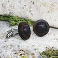 Wood Cufflinks with Volcanic Lava Stone #18