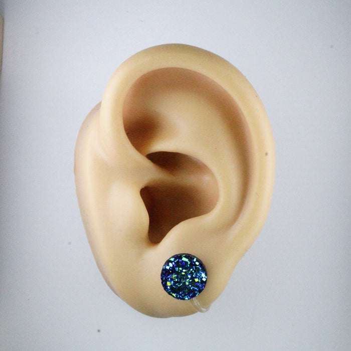 10mm Drusy Resin Earrings 12 colors, Magnetic, Clip-on or Hypoallergenic Stud