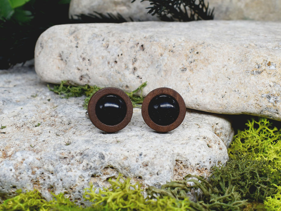 Wood Cufflinks with Cairo Night Stone #40