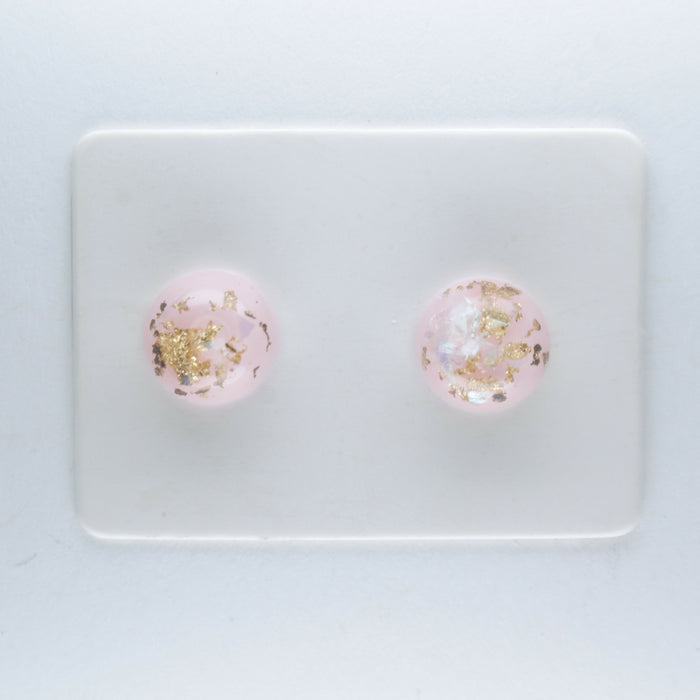 Iridescent and Gold Flake Earrings, 8mm or 10mm, Hypoallergenic Stud, Clip-on or Magnetic