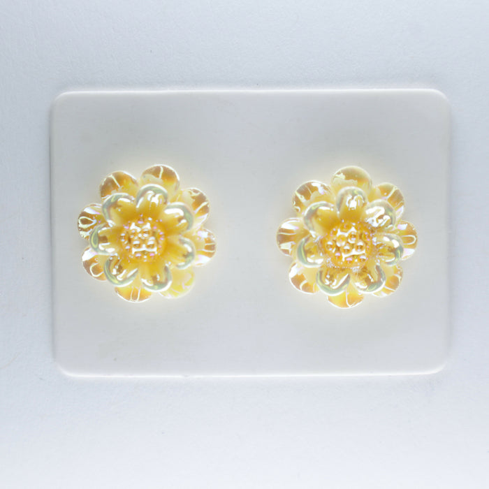 Sparkling Peony Flower Earrings, Individual or 6-pack: Magnetic, Clip-on or Hypoallergenic Stud