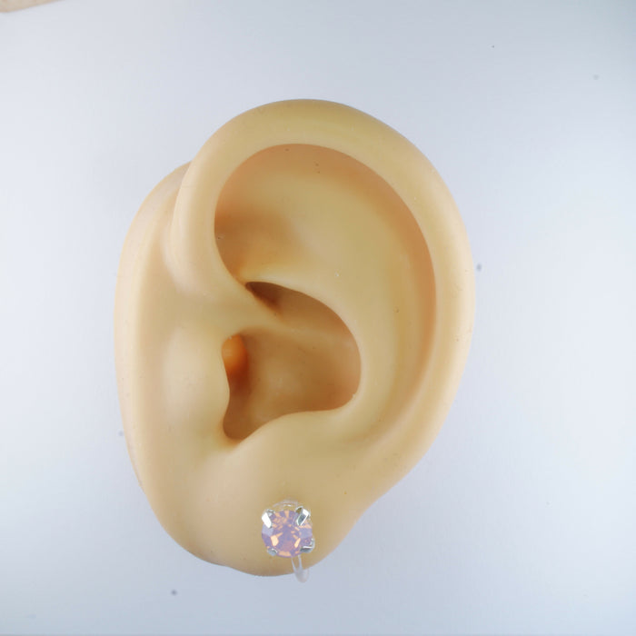 Opal Stone Earrings, individual or 6-pack, White, Pink or Green: Magnetic, clip-on or Hypoallergenic Stud