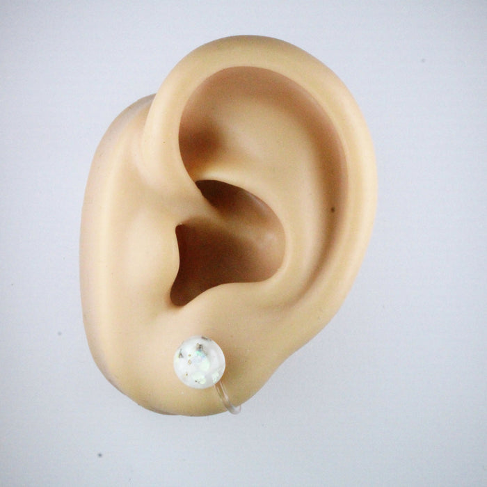 Iridescent and Gold Flake Earrings, 8mm or 10mm, Hypoallergenic Stud, Clip-on or Magnetic