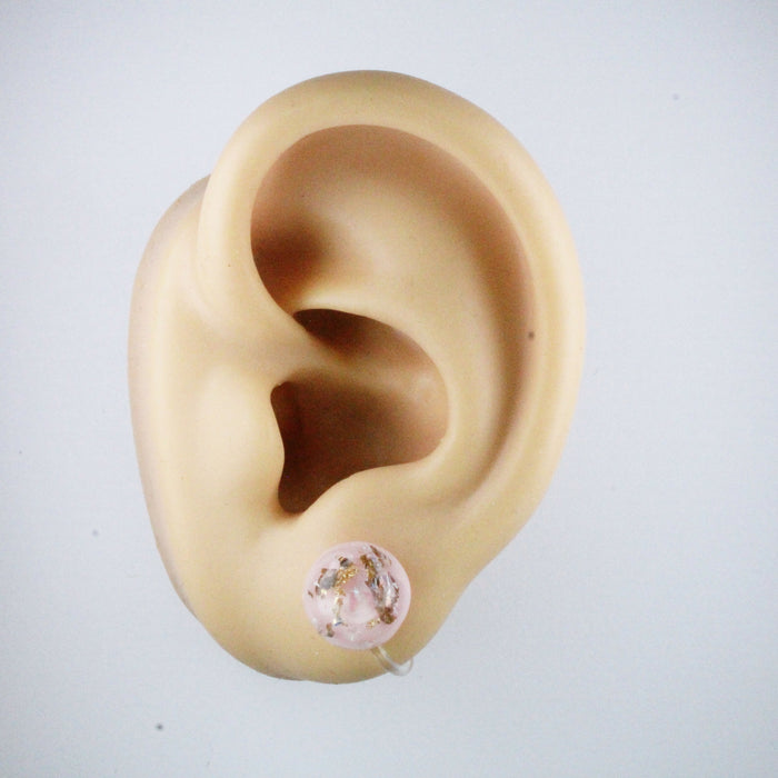 Iridescent and Gold Flake Earrings, 8mm or 10mm, Hypoallergenic Stud, Clip-on or Magnetic