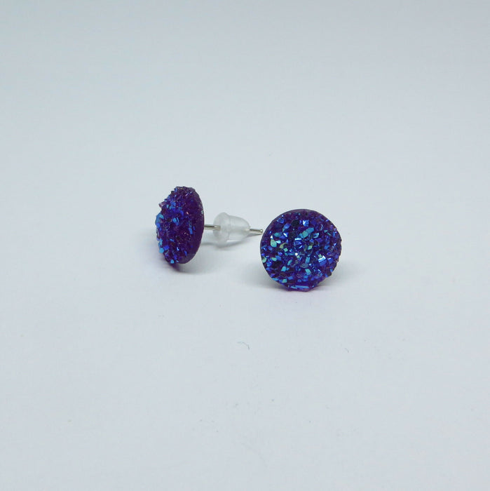 10mm Drusy Resin Earrings 12 colors, Magnetic, Clip-on or Hypoallergenic Stud