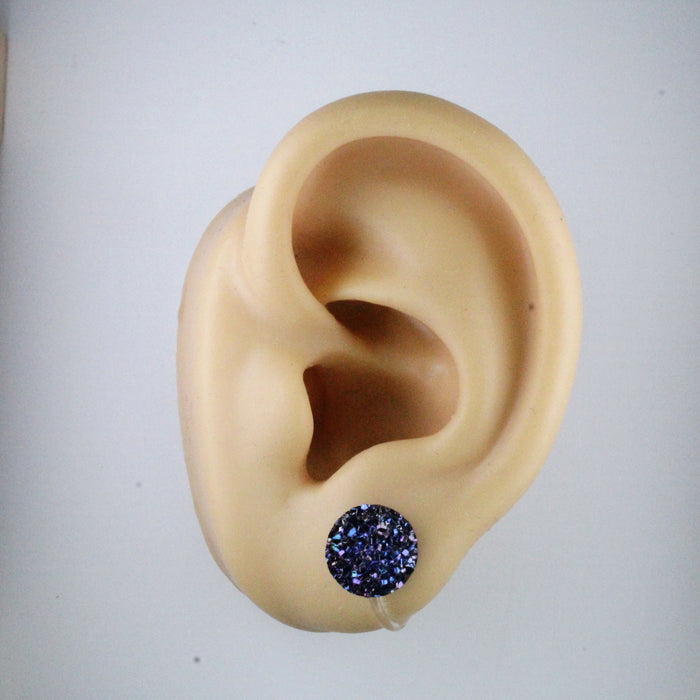 10mm Drusy Resin Earrings 12 colors, Magnetic, Clip-on or Hypoallergenic Stud
