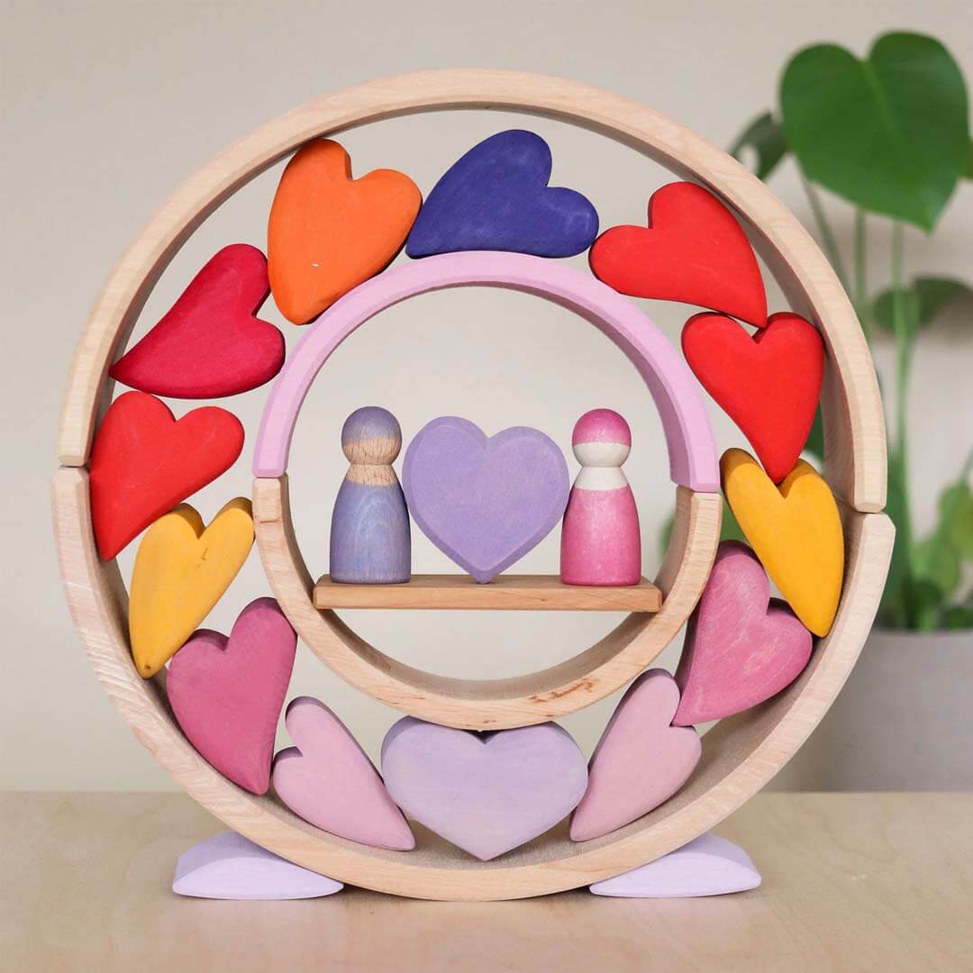 Wooden Heart Blocks - Red