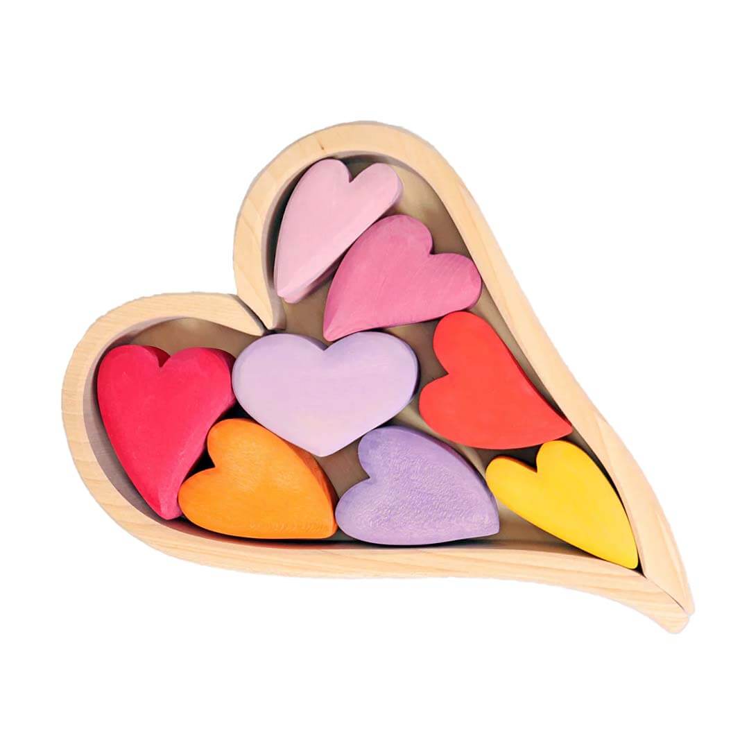 Wooden Heart Blocks - Red