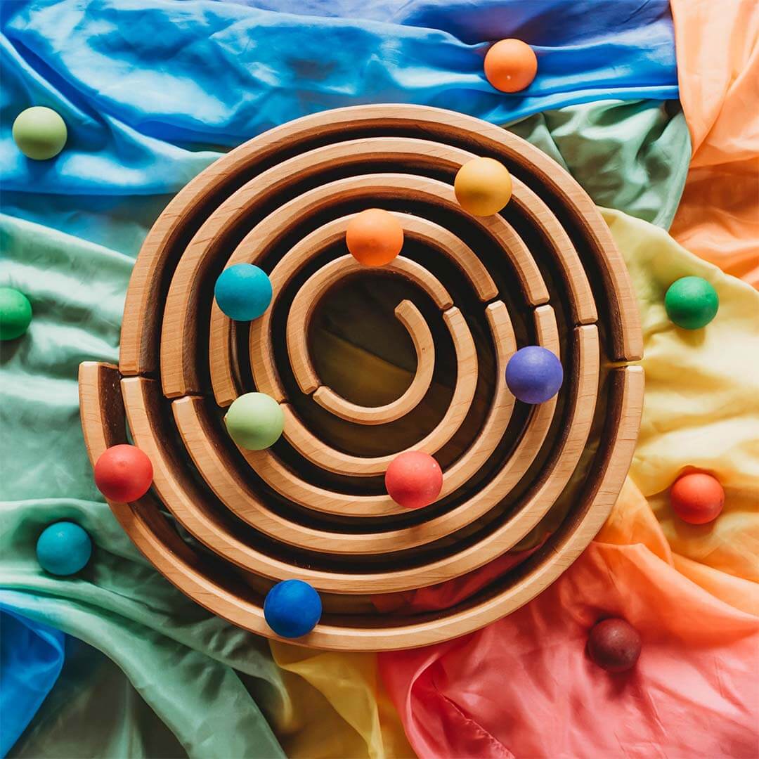 Small Wooden Rainbow Balls, Set of 12