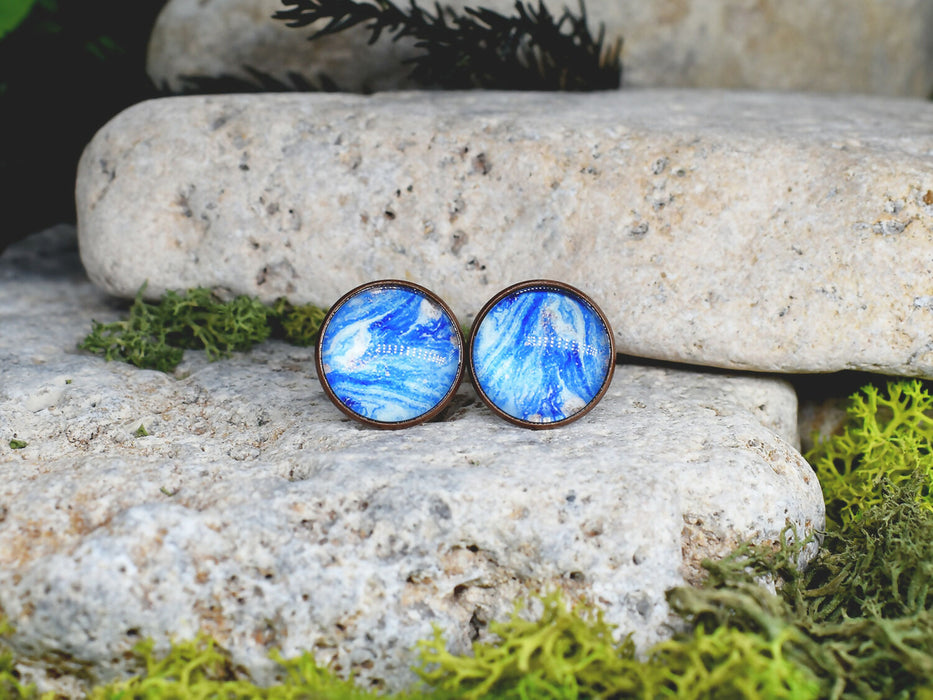 Copper Steel Cufflinks with Blue Glass #33