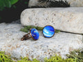 Copper Steel Cufflinks with Blue Glass #31