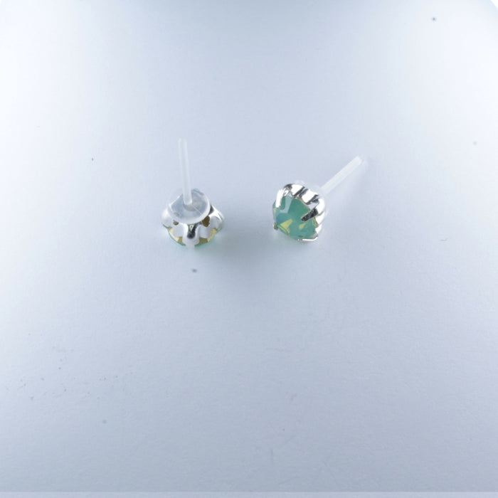 Opal Stone Earrings, individual or 6-pack, White, Pink or Green: Magnetic, clip-on or Hypoallergenic Stud