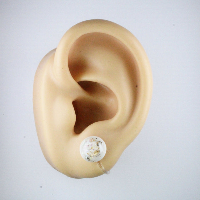 Iridescent and Gold Flake Earrings, 8mm or 10mm, Hypoallergenic Stud, Clip-on or Magnetic