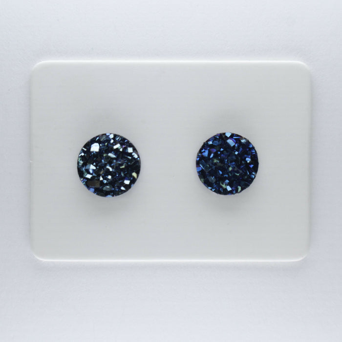 Druzy Resin Iridescent Earrings, 8mm & 11 colors, Magnetic, Clip-on or Hypoallergenic Stud