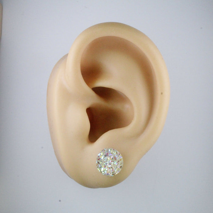 10mm Drusy Resin Earrings 12 colors, Magnetic, Clip-on or Hypoallergenic Stud