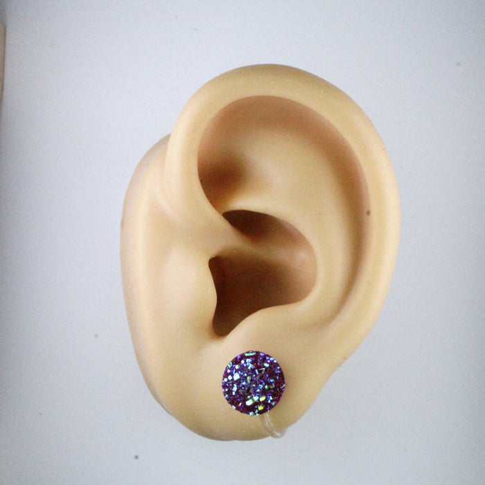 10mm Drusy Resin Earrings 12 colors, Magnetic, Clip-on or Hypoallergenic Stud