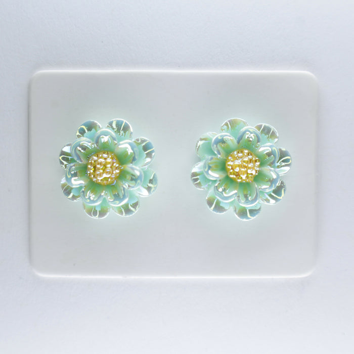 Sparkling Peony Flower Earrings, Individual or 6-pack: Magnetic, Clip-on or Hypoallergenic Stud