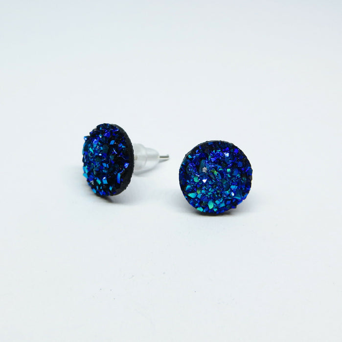 10mm Drusy Resin Earrings 12 colors, Magnetic, Clip-on or Hypoallergenic Stud