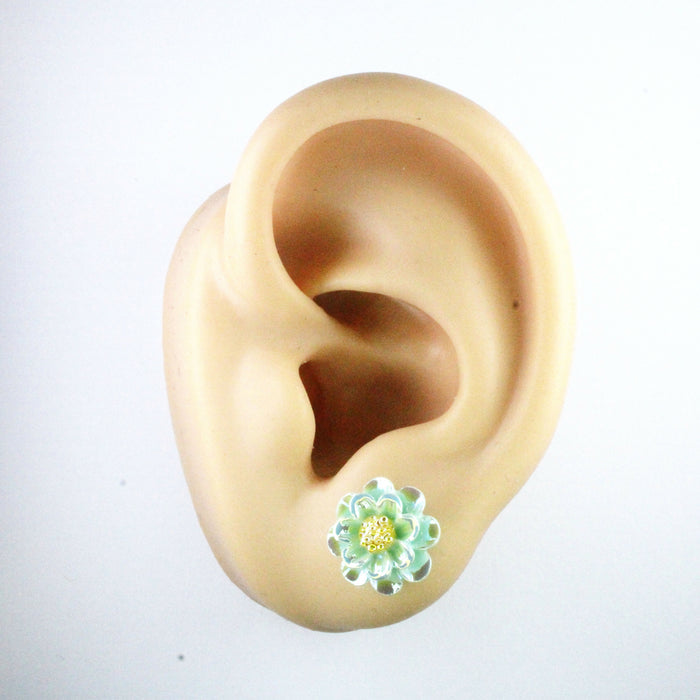 Sparkling Peony Flower Earrings, Individual or 6-pack: Magnetic, Clip-on or Hypoallergenic Stud