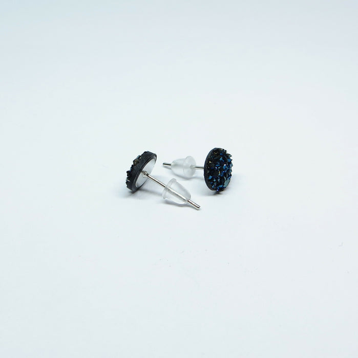 Druzy Resin Iridescent Earrings, 8mm & 11 colors, Magnetic, Clip-on or Hypoallergenic Stud