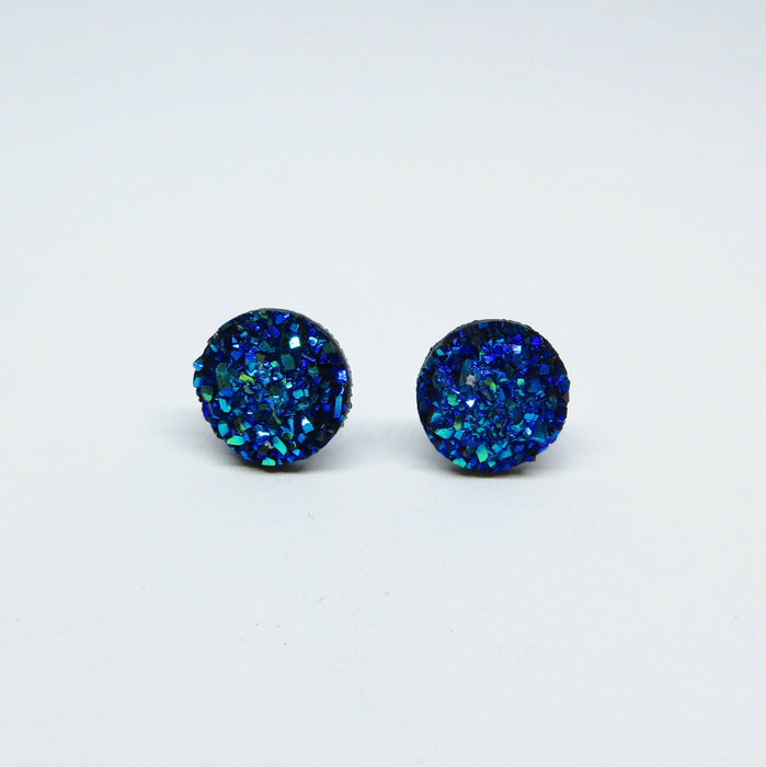 10mm Drusy Resin Earrings 12 colors, Magnetic, Clip-on or Hypoallergenic Stud