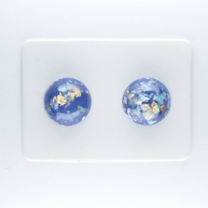Iridescent and Gold Flake Earrings, 8mm or 10mm, Hypoallergenic Stud, Clip-on or Magnetic