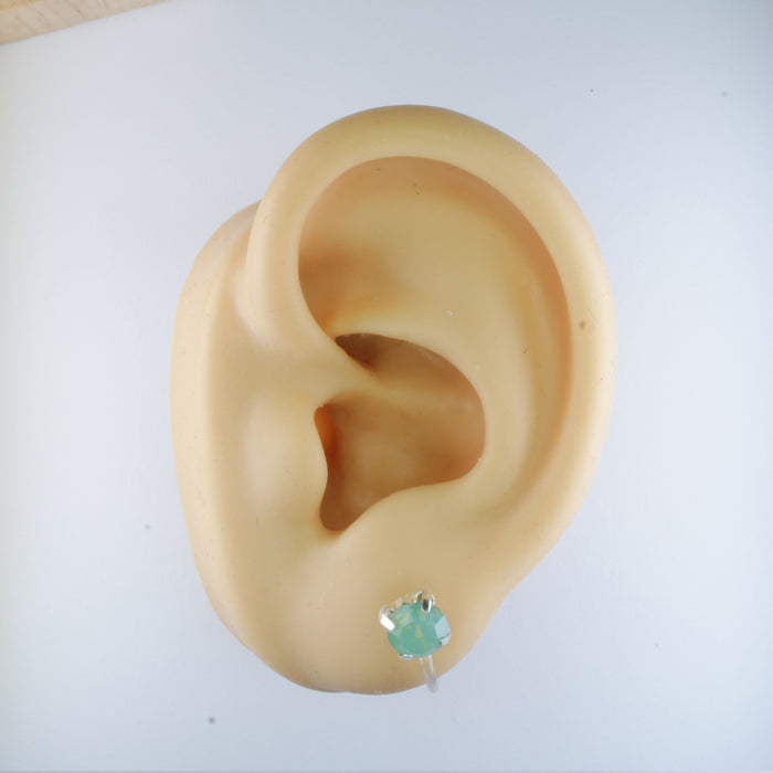 Opal Stone Earrings, individual or 6-pack, White, Pink or Green: Magnetic, clip-on or Hypoallergenic Stud