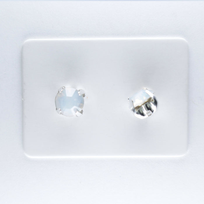 Opal Stone Earrings, individual or 6-pack, White, Pink or Green: Magnetic, clip-on or Hypoallergenic Stud