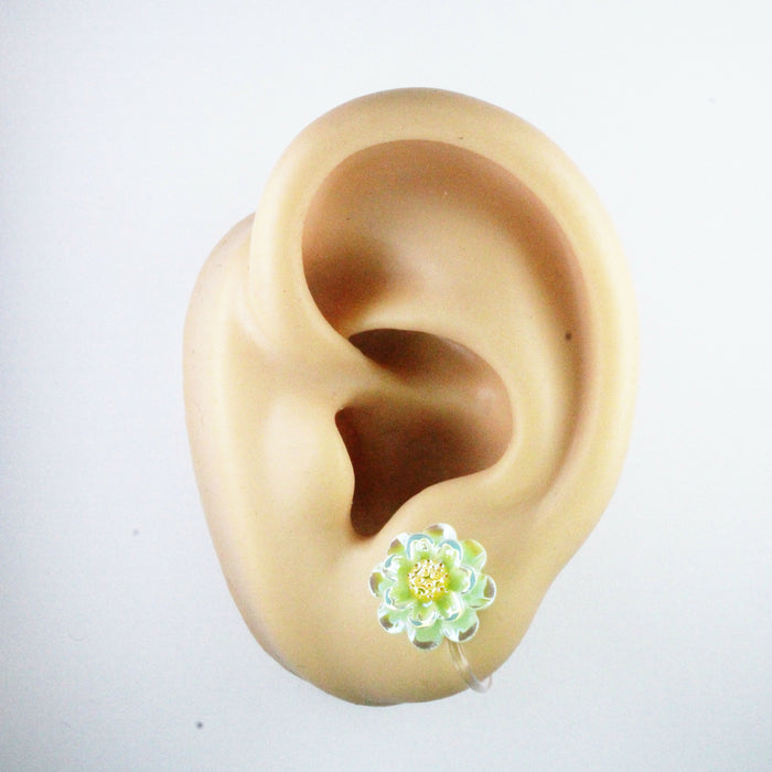 Sparkling Peony Flower Earrings, Individual or 6-pack: Magnetic, Clip-on or Hypoallergenic Stud
