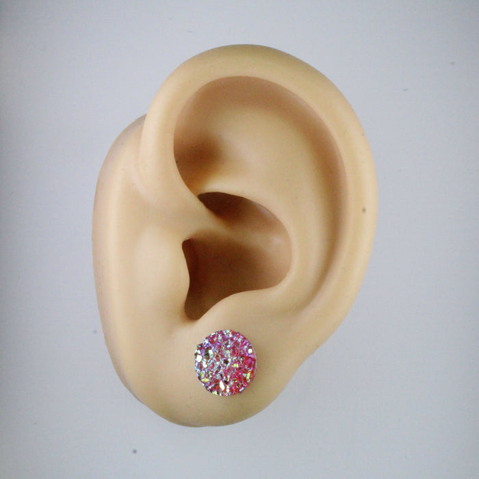 10mm Drusy Resin Earrings 12 colors, Magnetic, Clip-on or Hypoallergenic Stud
