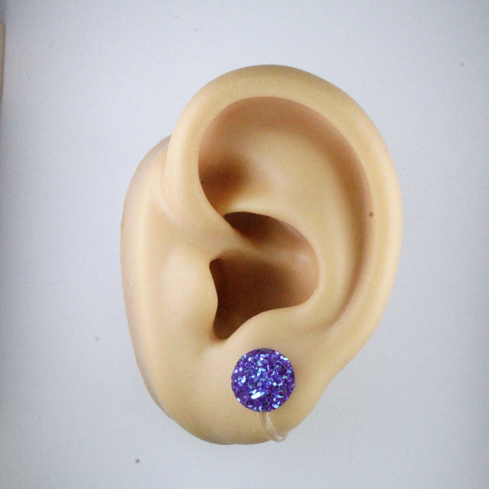 10mm Drusy Resin Earrings 12 colors, Magnetic, Clip-on or Hypoallergenic Stud