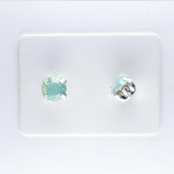 Opal Stone Earrings, individual or 6-pack, White, Pink or Green: Magnetic, clip-on or Hypoallergenic Stud