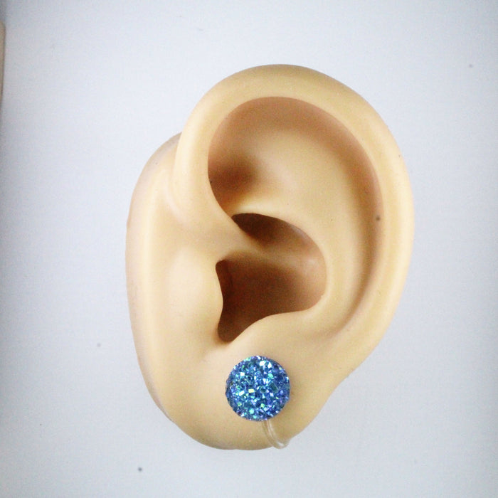 10mm Drusy Resin Earrings 12 colors, Magnetic, Clip-on or Hypoallergenic Stud