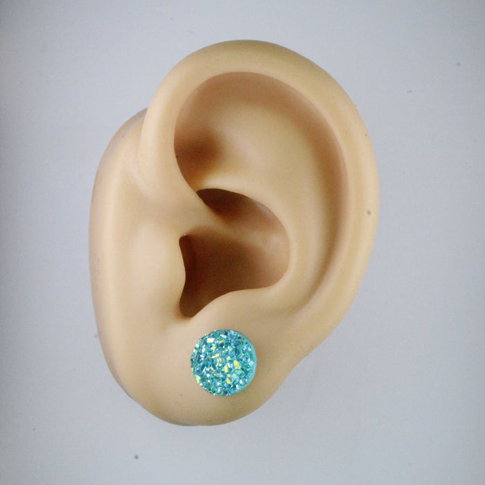 10mm Drusy Resin Earrings 12 colors, Magnetic, Clip-on or Hypoallergenic Stud