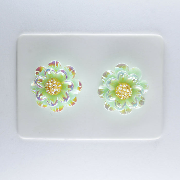 Sparkling Peony Flower Earrings, Individual or 6-pack: Magnetic, Clip-on or Hypoallergenic Stud