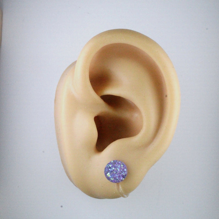 Druzy Resin Iridescent Earrings, 8mm & 11 colors, Magnetic, Clip-on or Hypoallergenic Stud