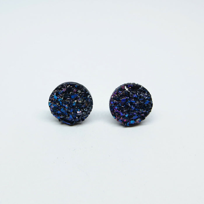 10mm Drusy Resin Earrings 12 colors, Magnetic, Clip-on or Hypoallergenic Stud
