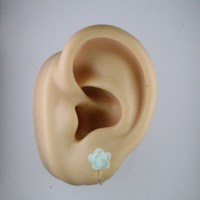 Flower Rose Earrings, Individual or 6 pack: 7mm Hypoallergenic Stud, Clip-on or Magnetic