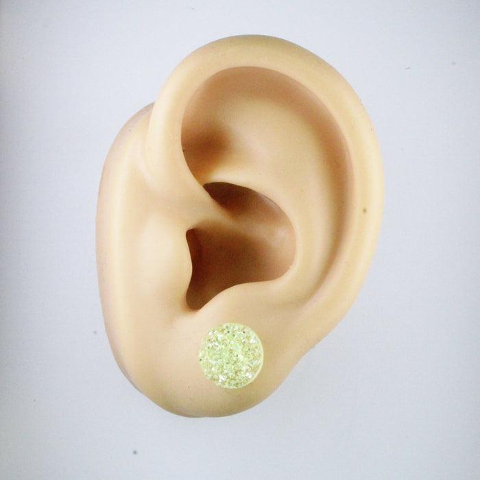 10mm Drusy Resin Earrings 12 colors, Magnetic, Clip-on or Hypoallergenic Stud