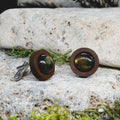 Wood Cufflinks with Labradorite Stone #41