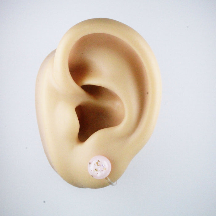 Iridescent and Gold Flake Earrings, 8mm or 10mm, Hypoallergenic Stud, Clip-on or Magnetic