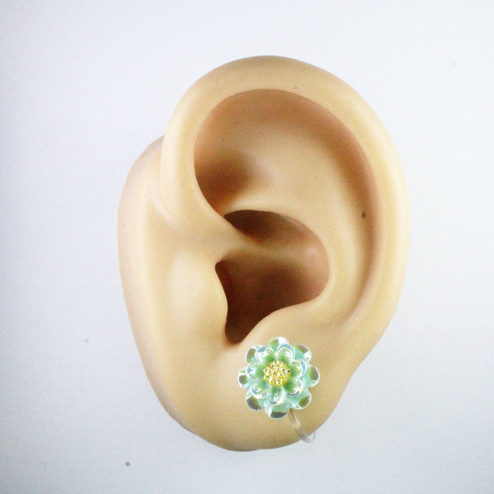 Sparkling Peony Flower Earrings, Individual or 6-pack: Magnetic, Clip-on or Hypoallergenic Stud