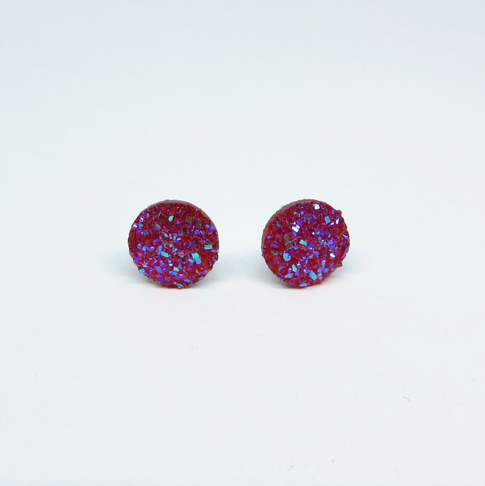 10mm Drusy Resin Earrings 12 colors, Magnetic, Clip-on or Hypoallergenic Stud