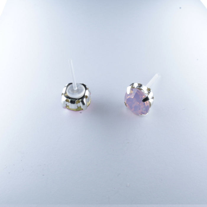 Opal Stone Earrings, individual or 6-pack, White, Pink or Green: Magnetic, clip-on or Hypoallergenic Stud