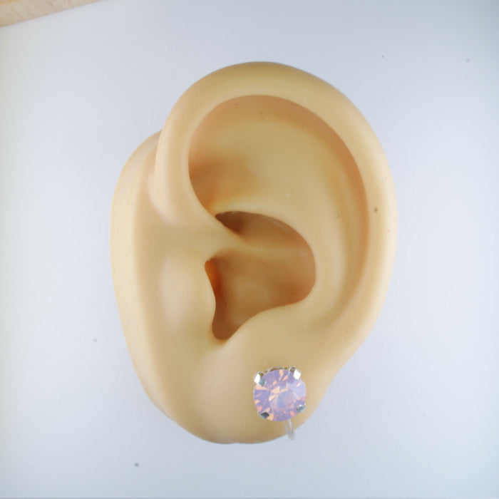 Opal Stone Earrings, individual or 6-pack, White, Pink or Green: Magnetic, clip-on or Hypoallergenic Stud