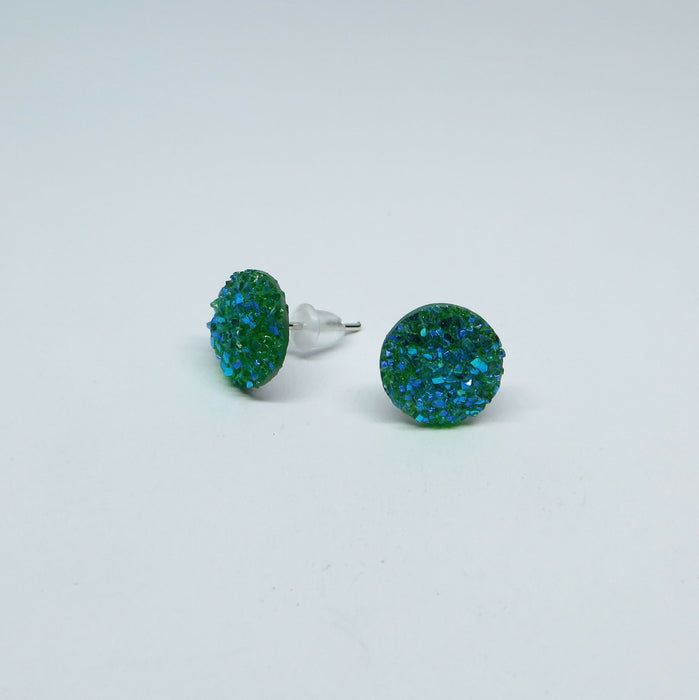 10mm Drusy Resin Earrings 12 colors, Magnetic, Clip-on or Hypoallergenic Stud